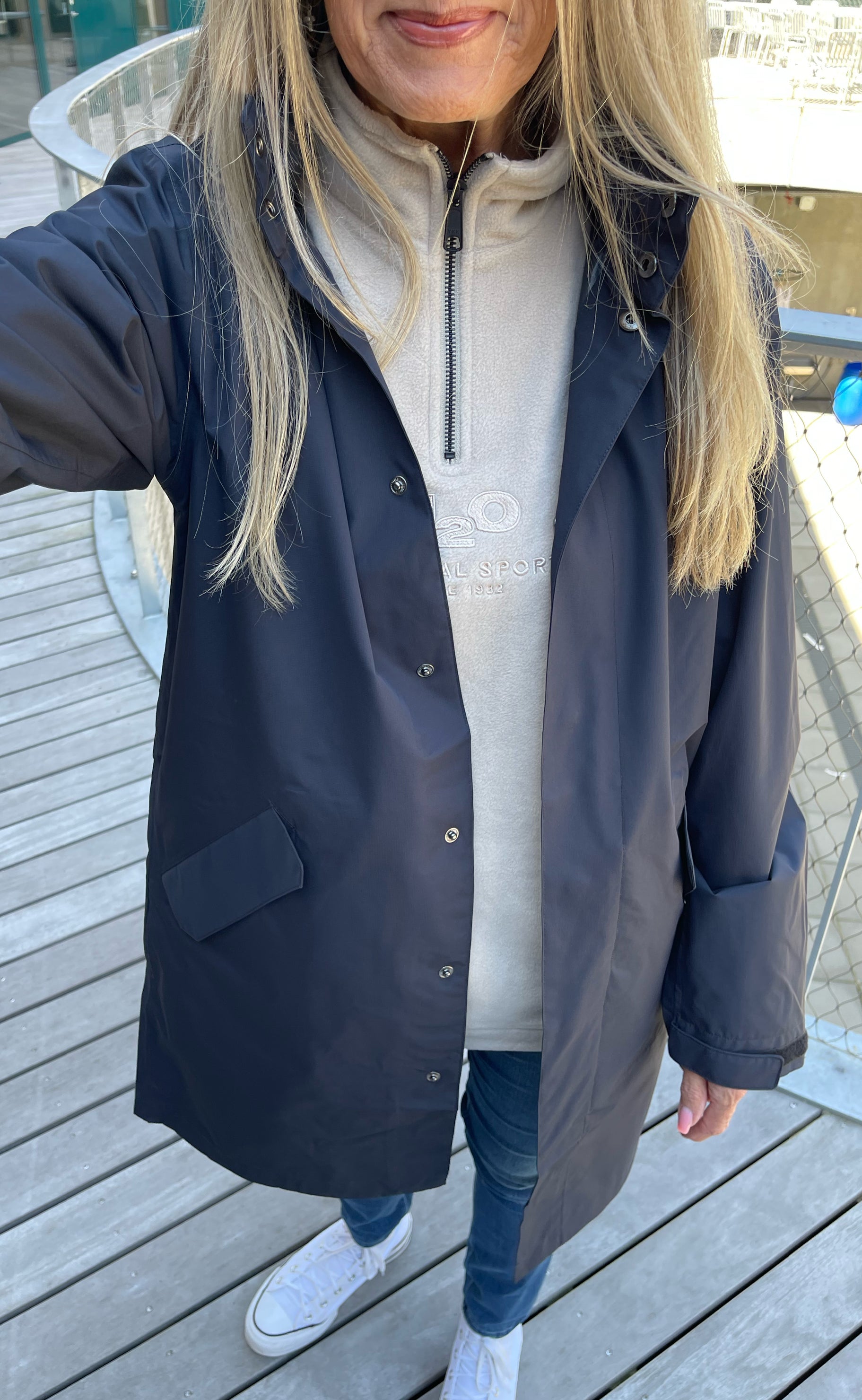 H2O Regnjakke - Rømø Long Unisex - Navy Rabat