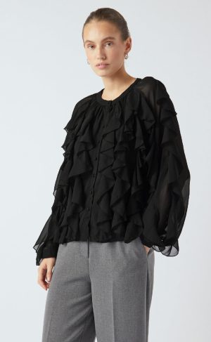 YAS Bluse - Margot Flounce - Black Rabat