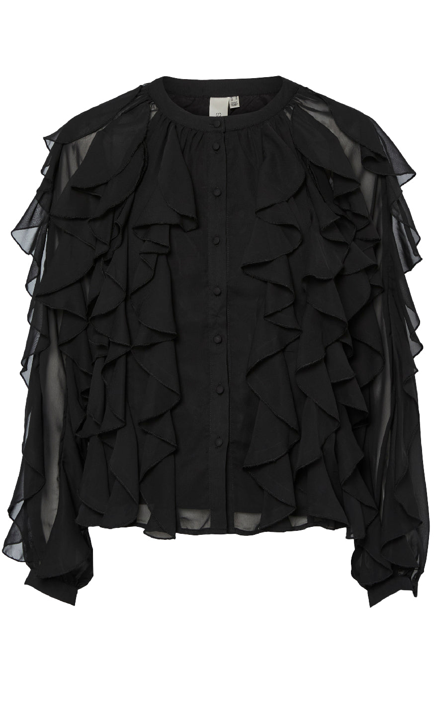 YAS Bluse - Margot Flounce - Black Rabat