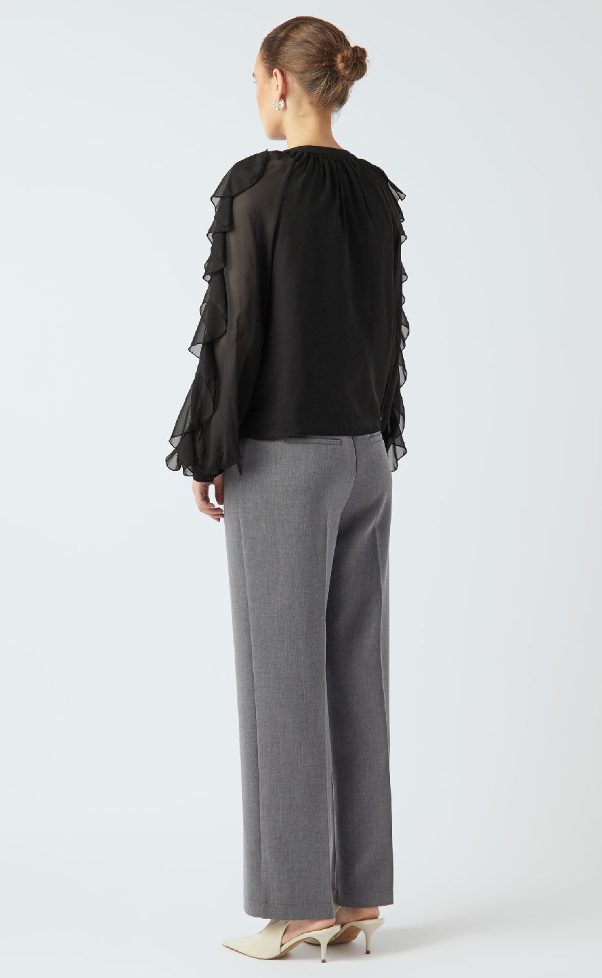 YAS Bluse - Margot Flounce - Black Rabat