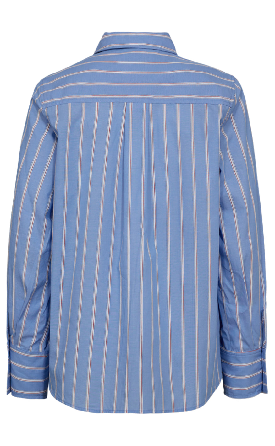 Freequent Skjorte - Sirana - Chambray Blue w. Star Off-white