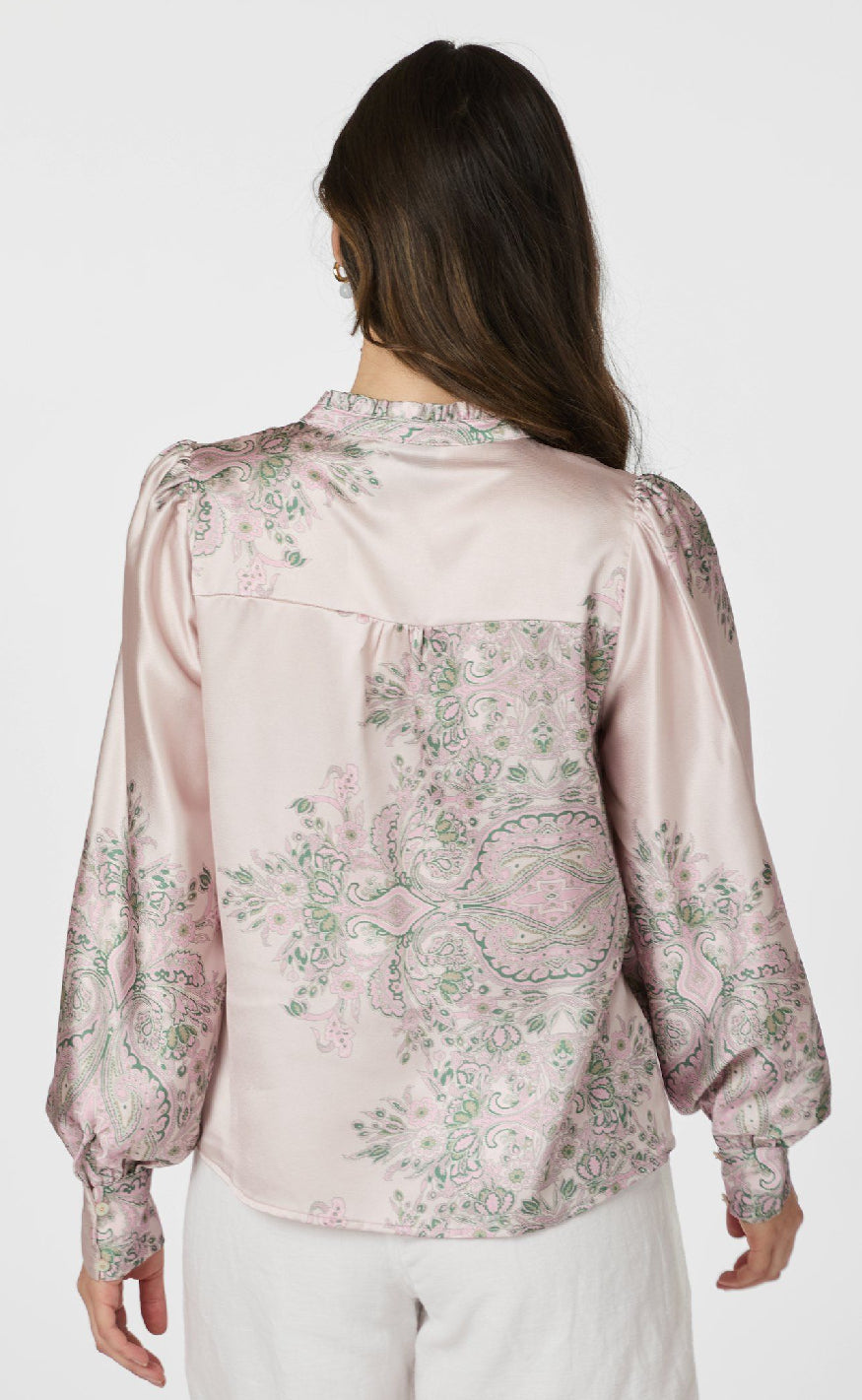Neo Noir Bluse - Massima Paisley Border - Rose