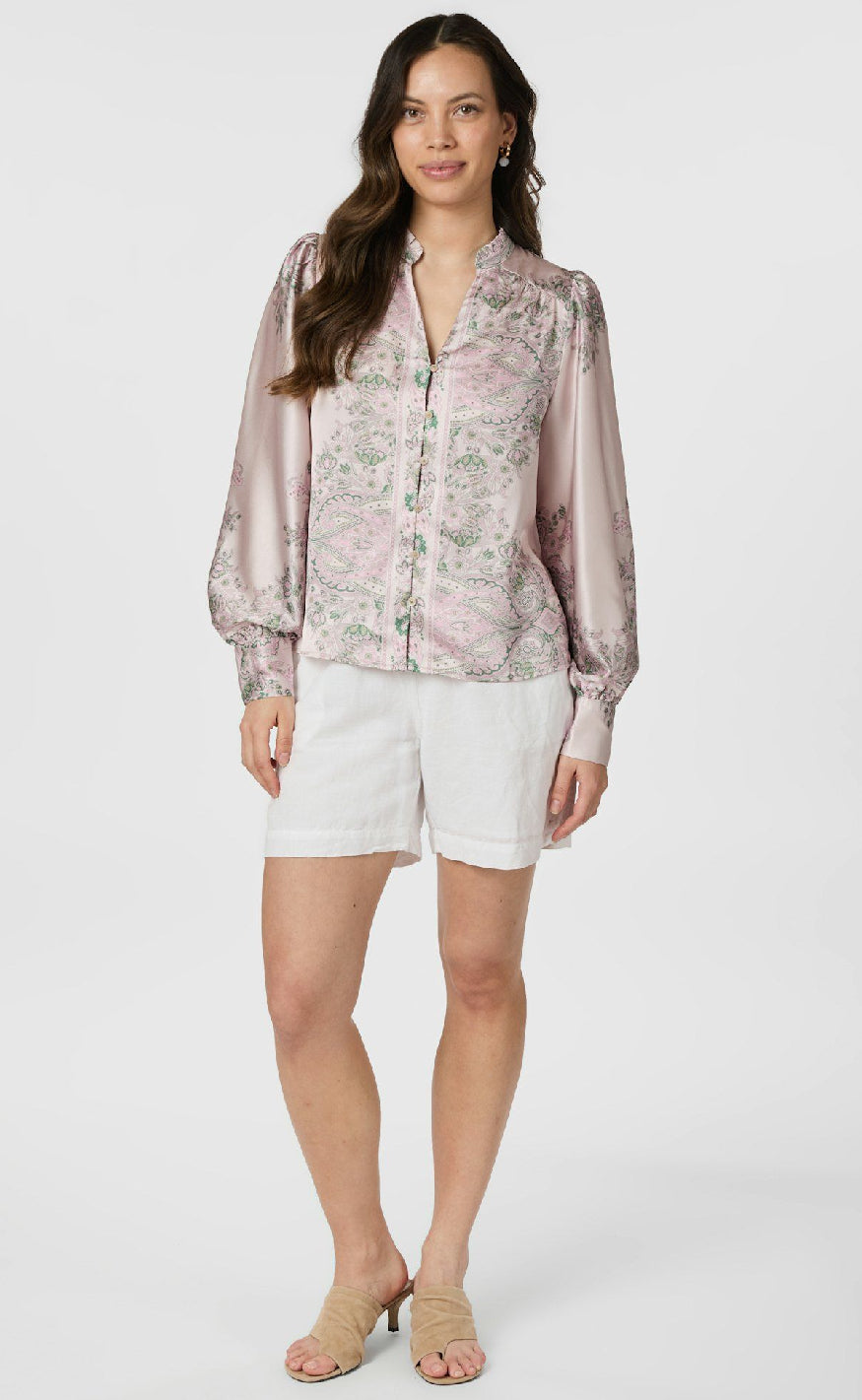 Neo Noir Bluse - Massima Paisley Border - Rose