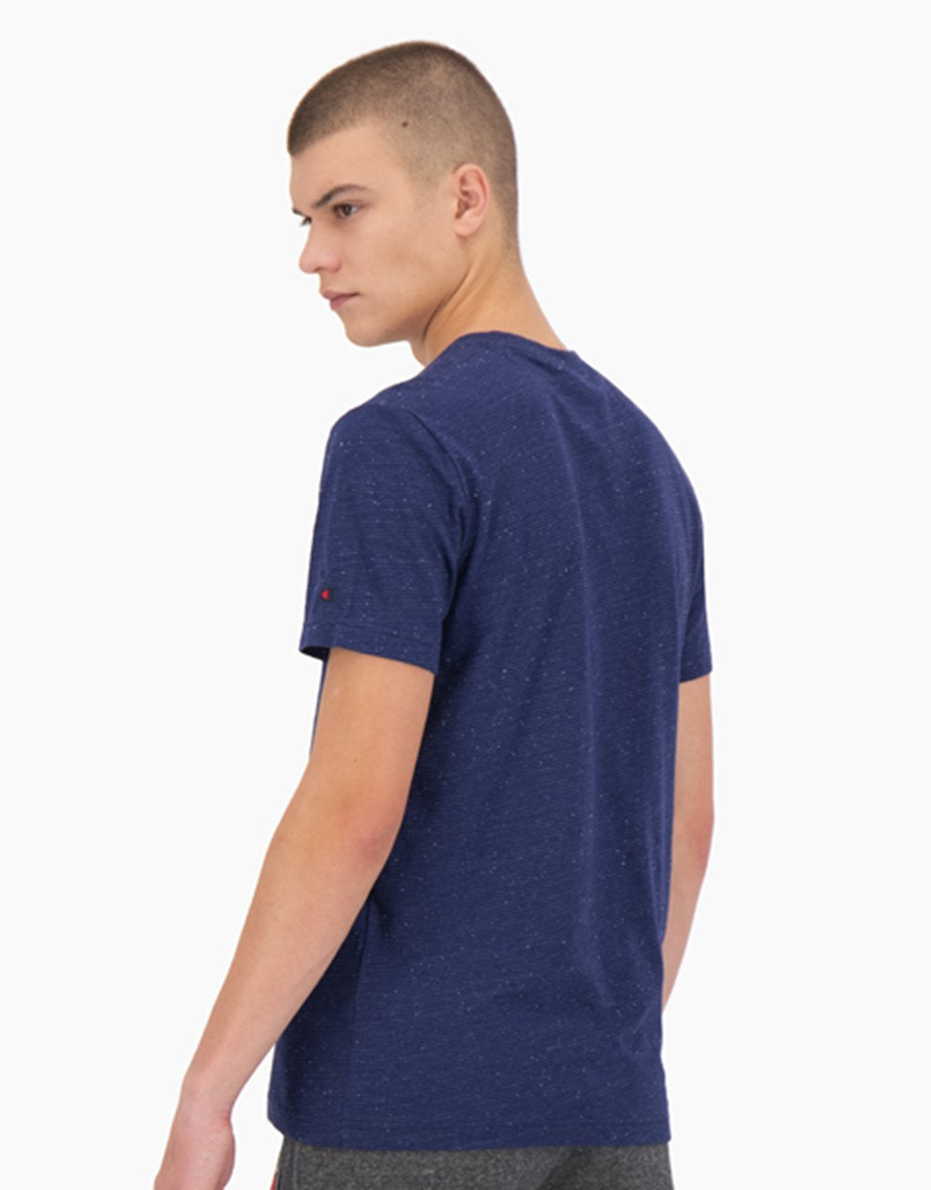 Champion Striped Cotton Mélange Script Logo T-Shirt Mode