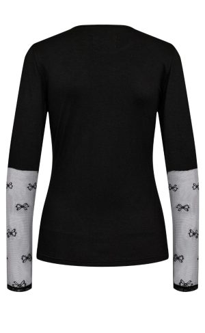Liberte Bluse - Isa Ls Lace Sleeve - Black Bow Udsalg