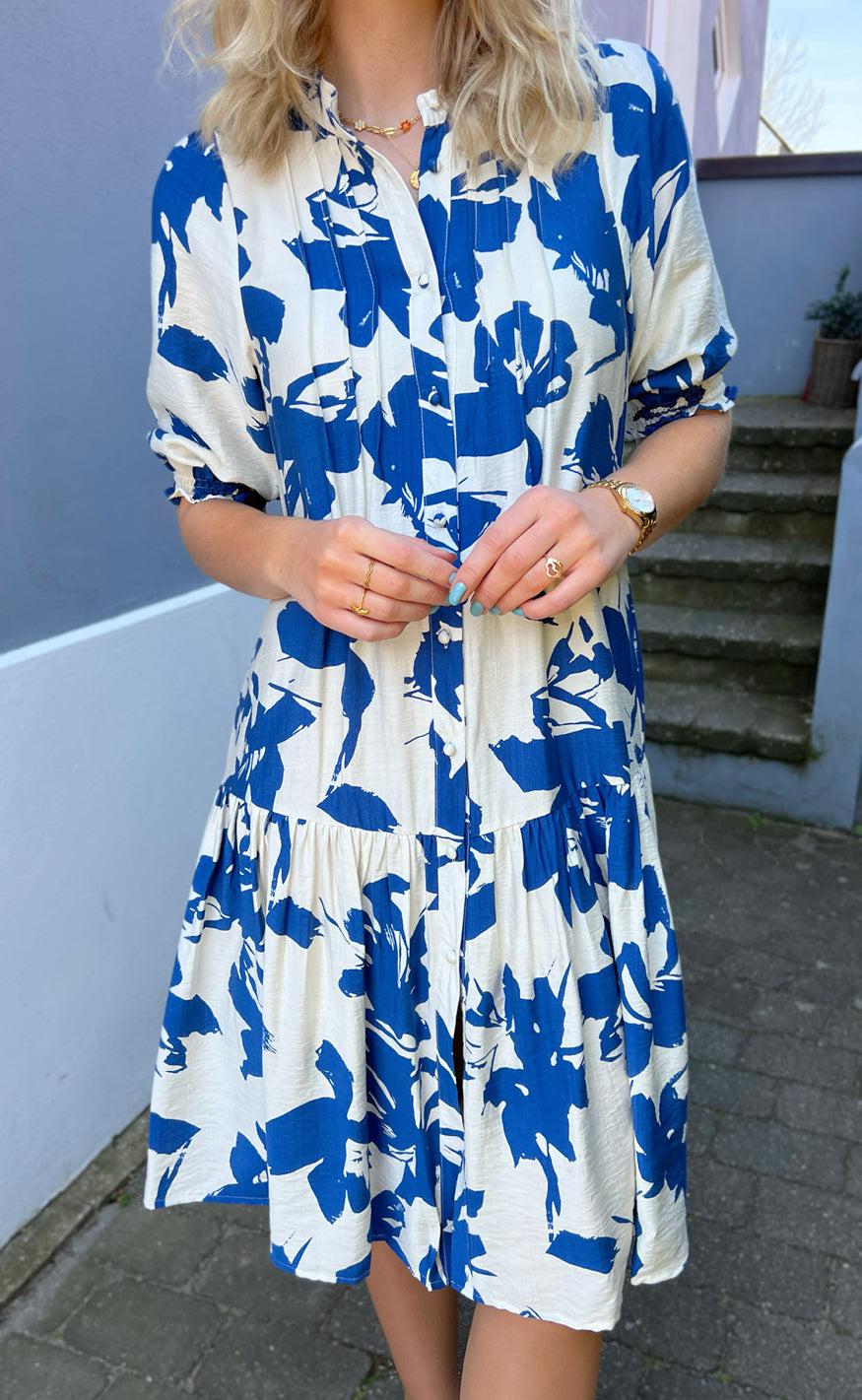 Say INA Copenhagen Kjole - Anja - White / Blue Flower