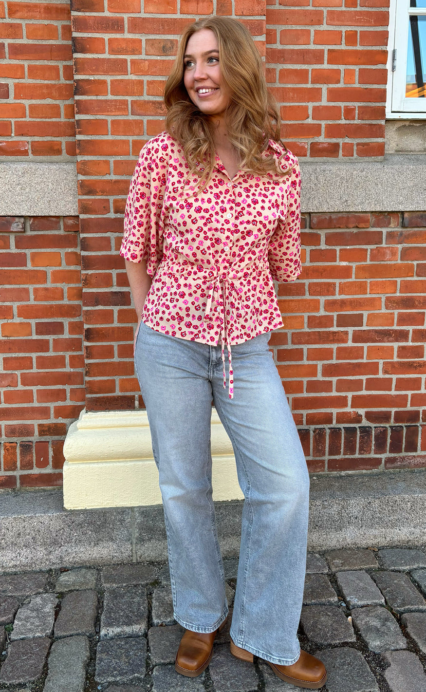Say INA Copenhagen Skjorte - Liana - Pink / Red Flowers