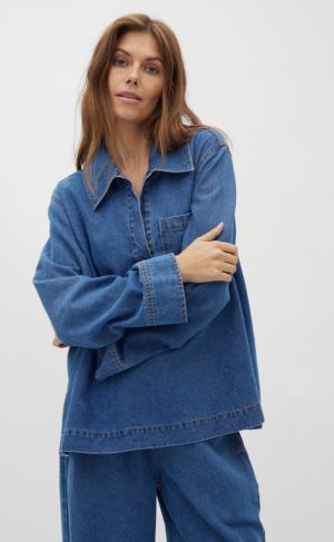 Global Funk Bluse - Maitana-G - Mid Vintage Blue Rabat