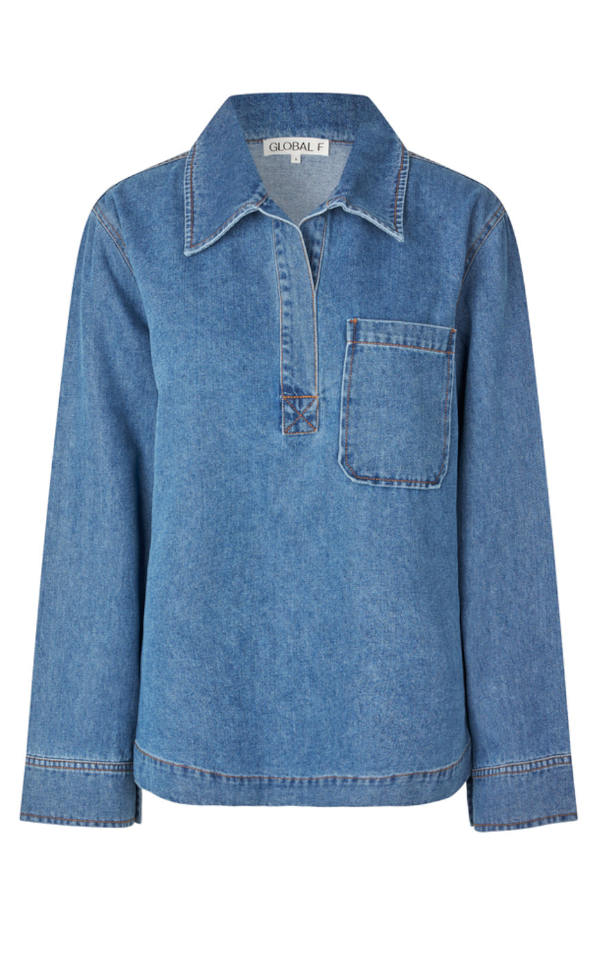 Global Funk Bluse - Maitana-G - Mid Vintage Blue Rabat
