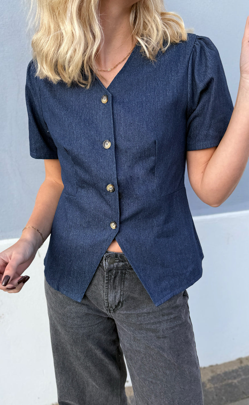 Say INA Copenhagen Bluse - Venja - Dark Blue Denim