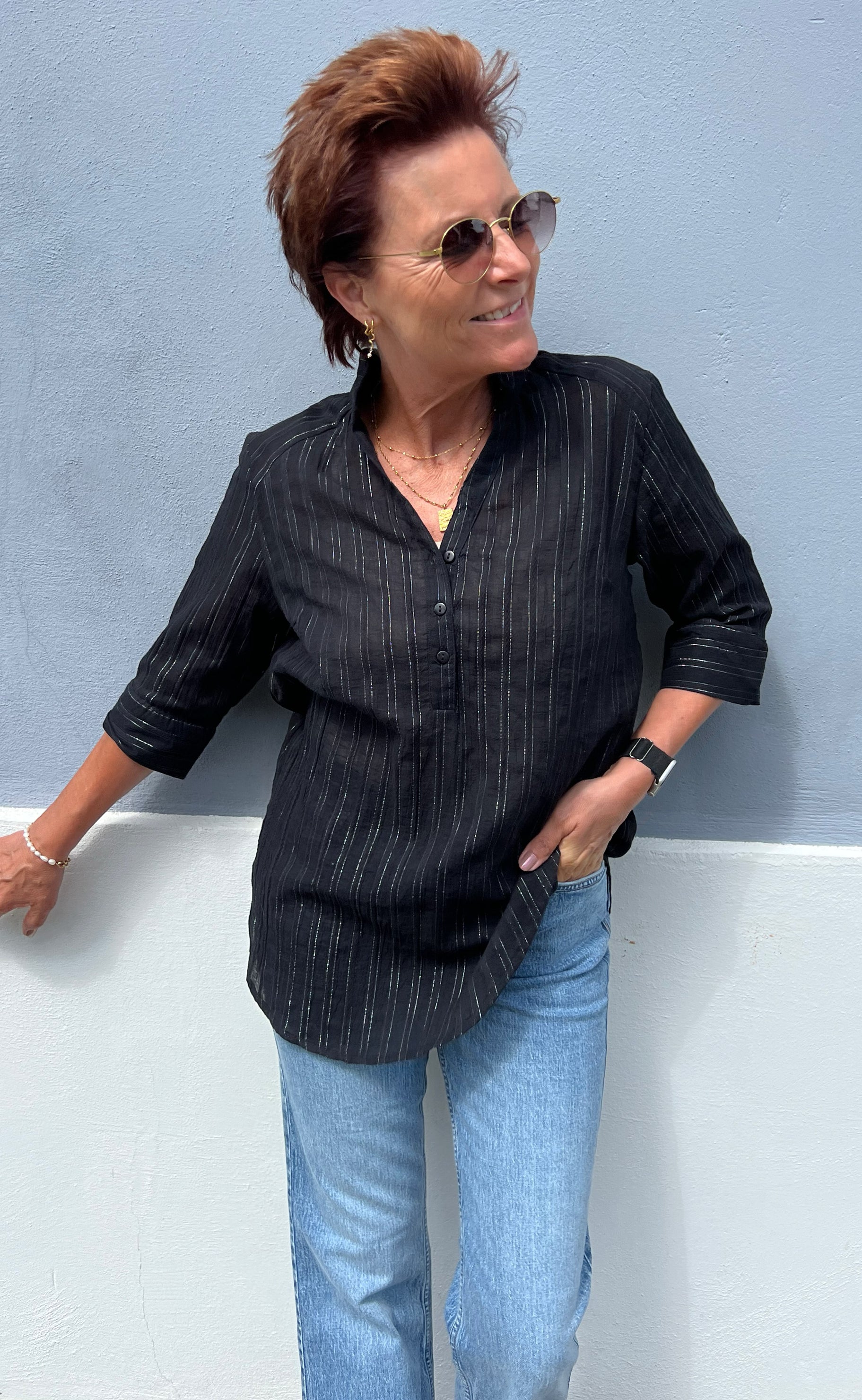 Say INA Copenhagen Skjorte - Simona - Black Lurex