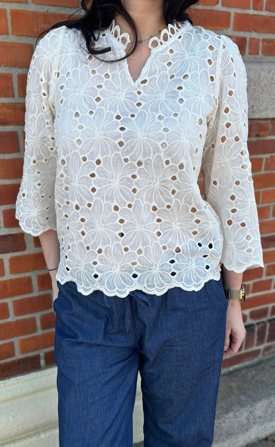 Say INA Copenhagen Bluse - Milla - Off White Lace Online Hot Salg