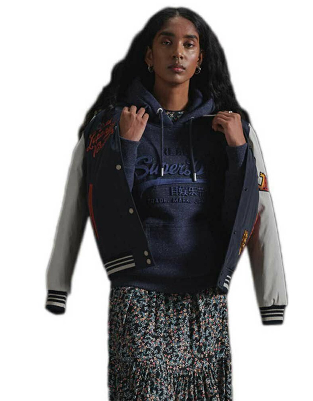 Superdry Lady Vintage Logo Tonal Embossed Satin Hoodie