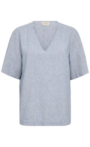 Freequent Bluse - Lava - Off White w. Nebulas Blue