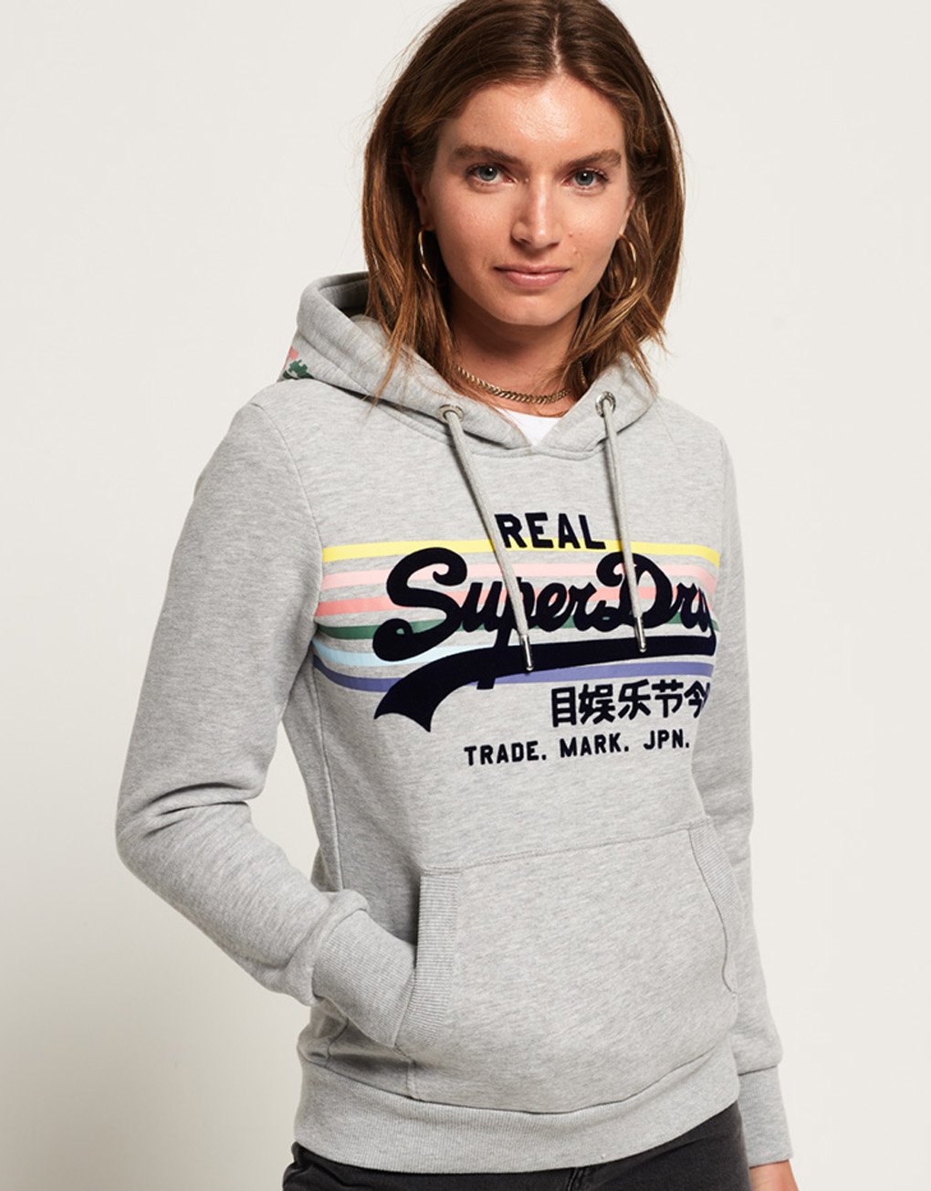 Superdry Lady Vintage Logo Rainbow Stripe Hoodie