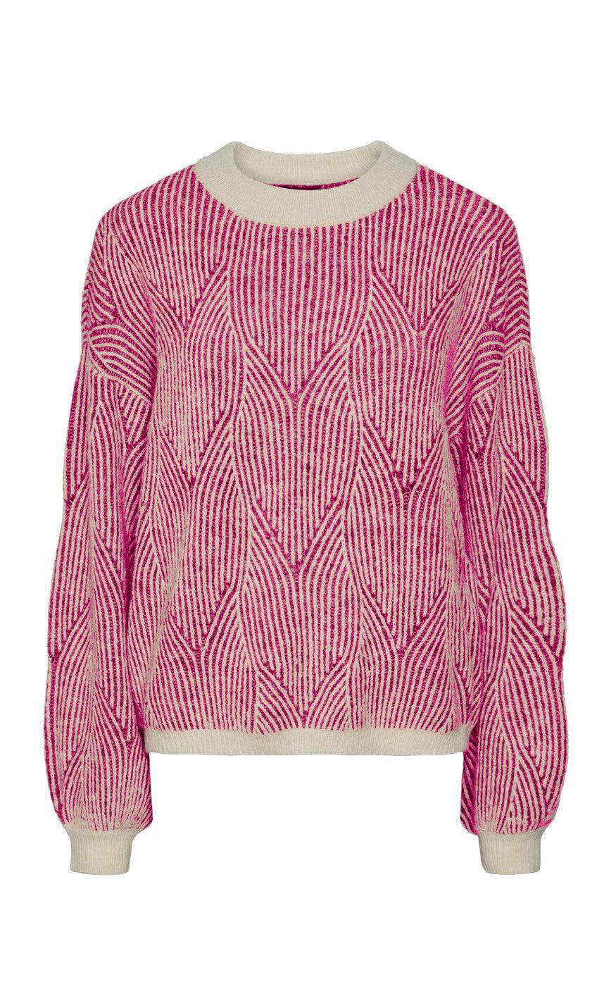 Pieces Sweater - Jenna - Whitecap Gray/Festival Fuchsia