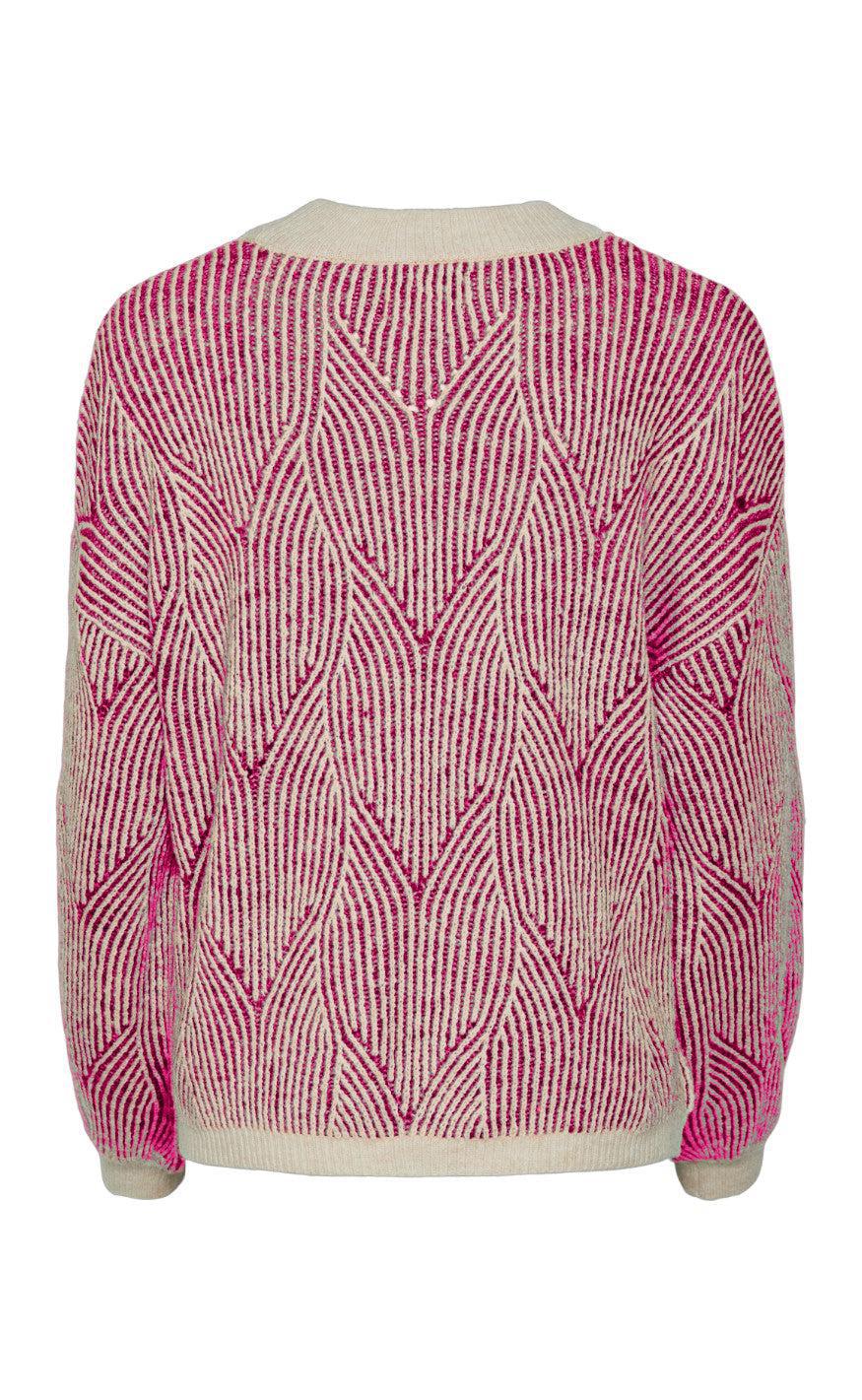 Pieces Sweater - Jenna - Whitecap Gray/Festival Fuchsia