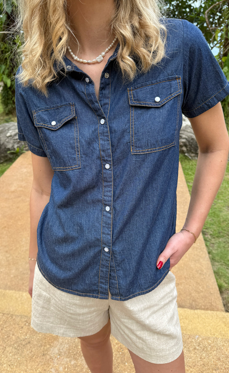 Say INA Copenhagen Skjorte - Detia Summer - Denim Blue