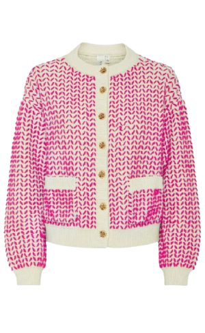 YAS Cardigan - Gea - Birch/Fuchsia Fedora
