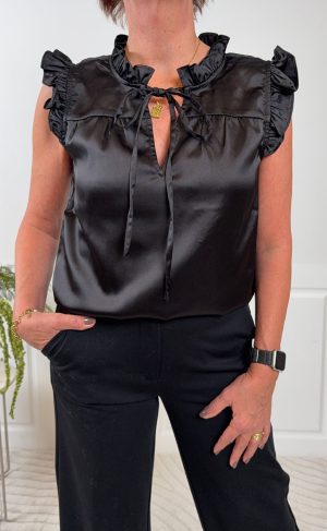 Continue Bluse - Lilly Satin - Black