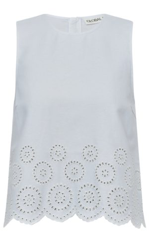 Global Funk Top - Rihne Scallop-G - White