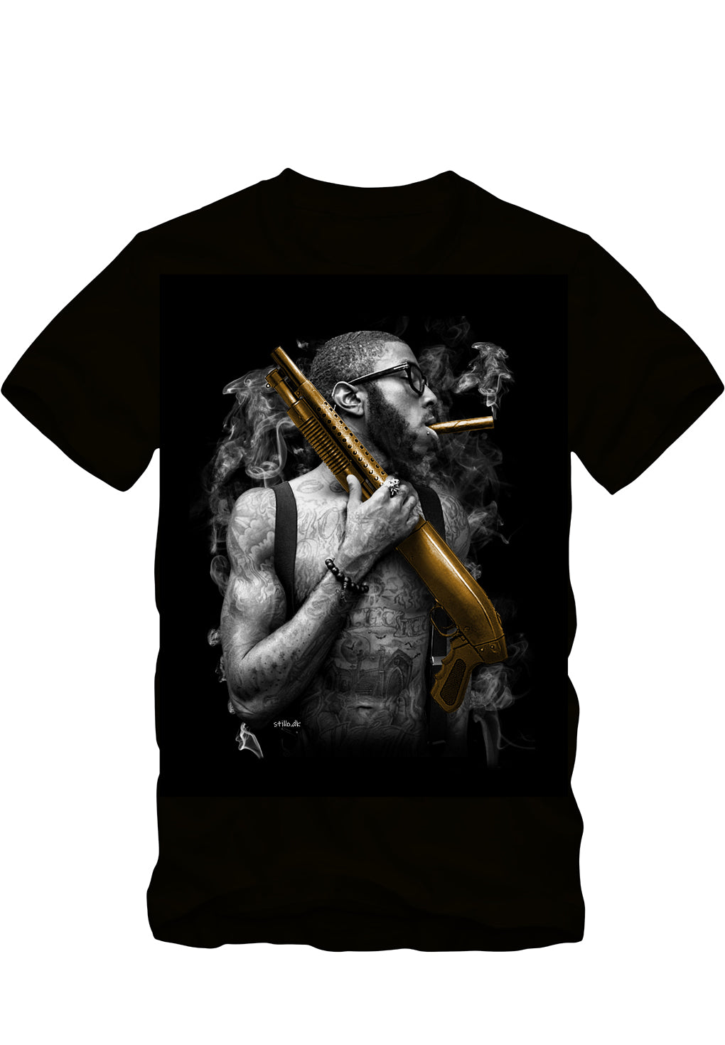 Stillo Man with Tattoo Handling Shotgun T-shirt