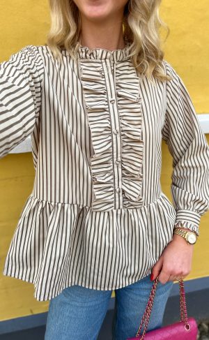 Say INA Copenhagen Skjorte - Evie - Beige / Brown Striped