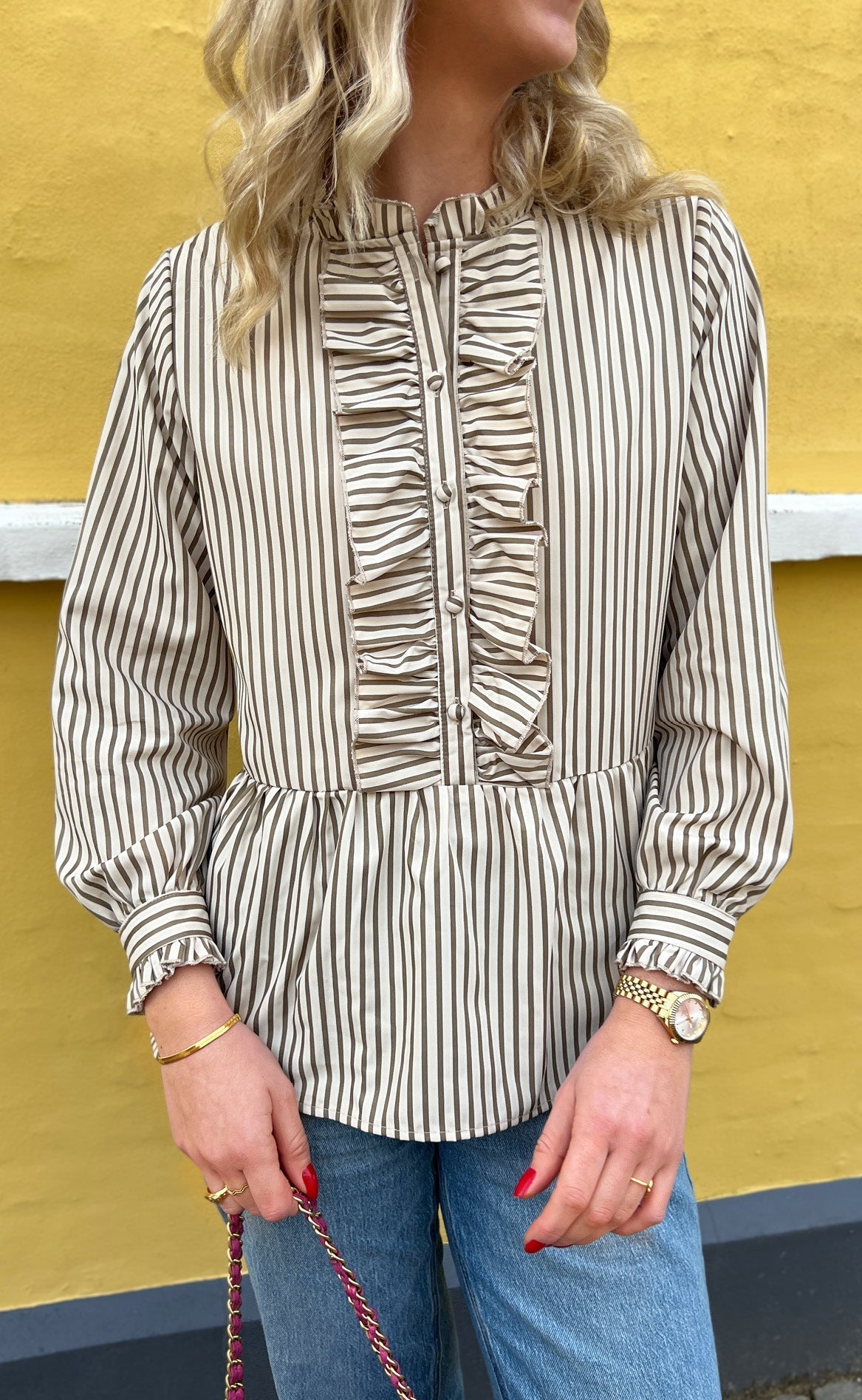 Say INA Copenhagen Skjorte - Evie - Beige / Brown Striped