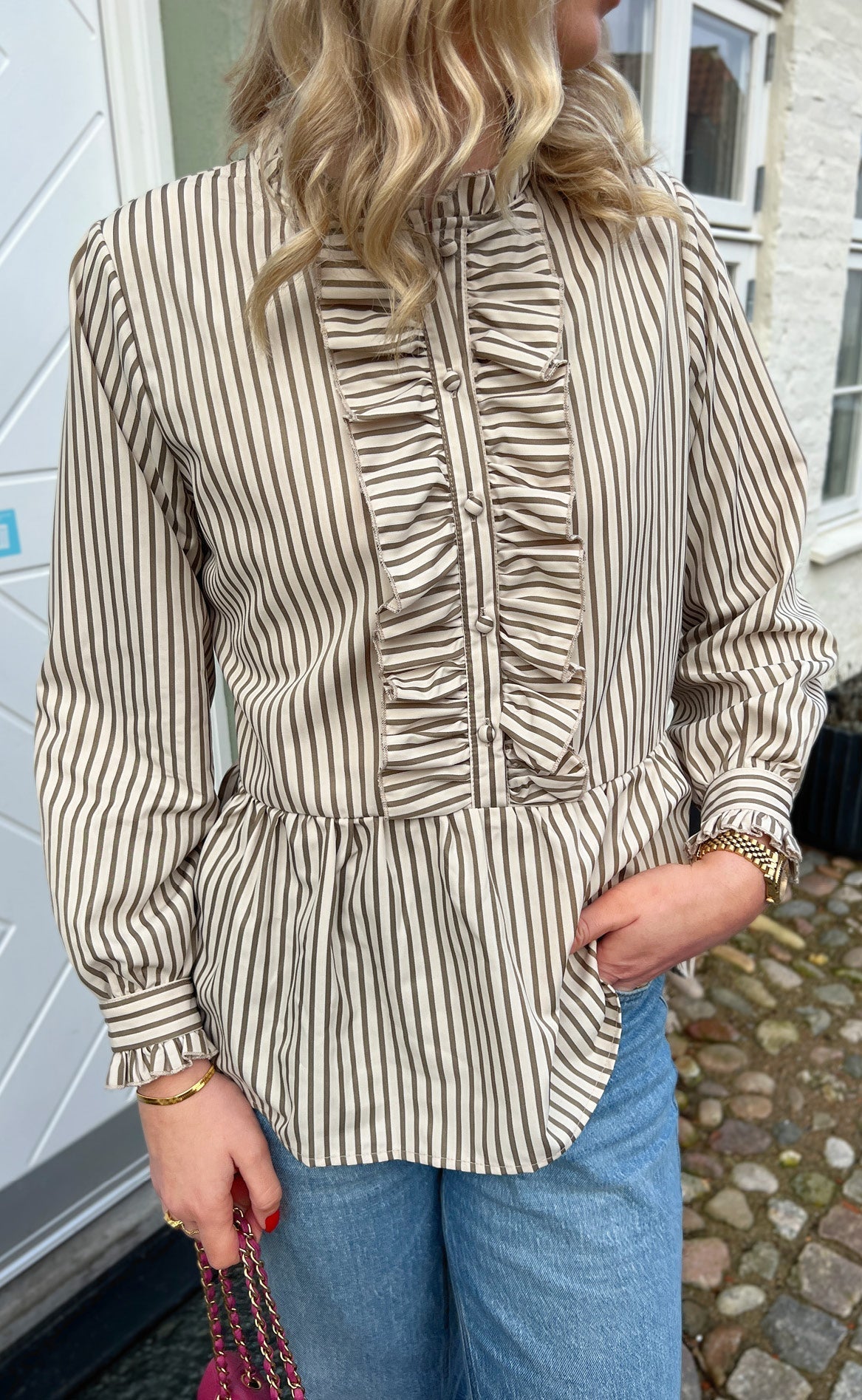 Say INA Copenhagen Skjorte - Evie - Beige / Brown Striped