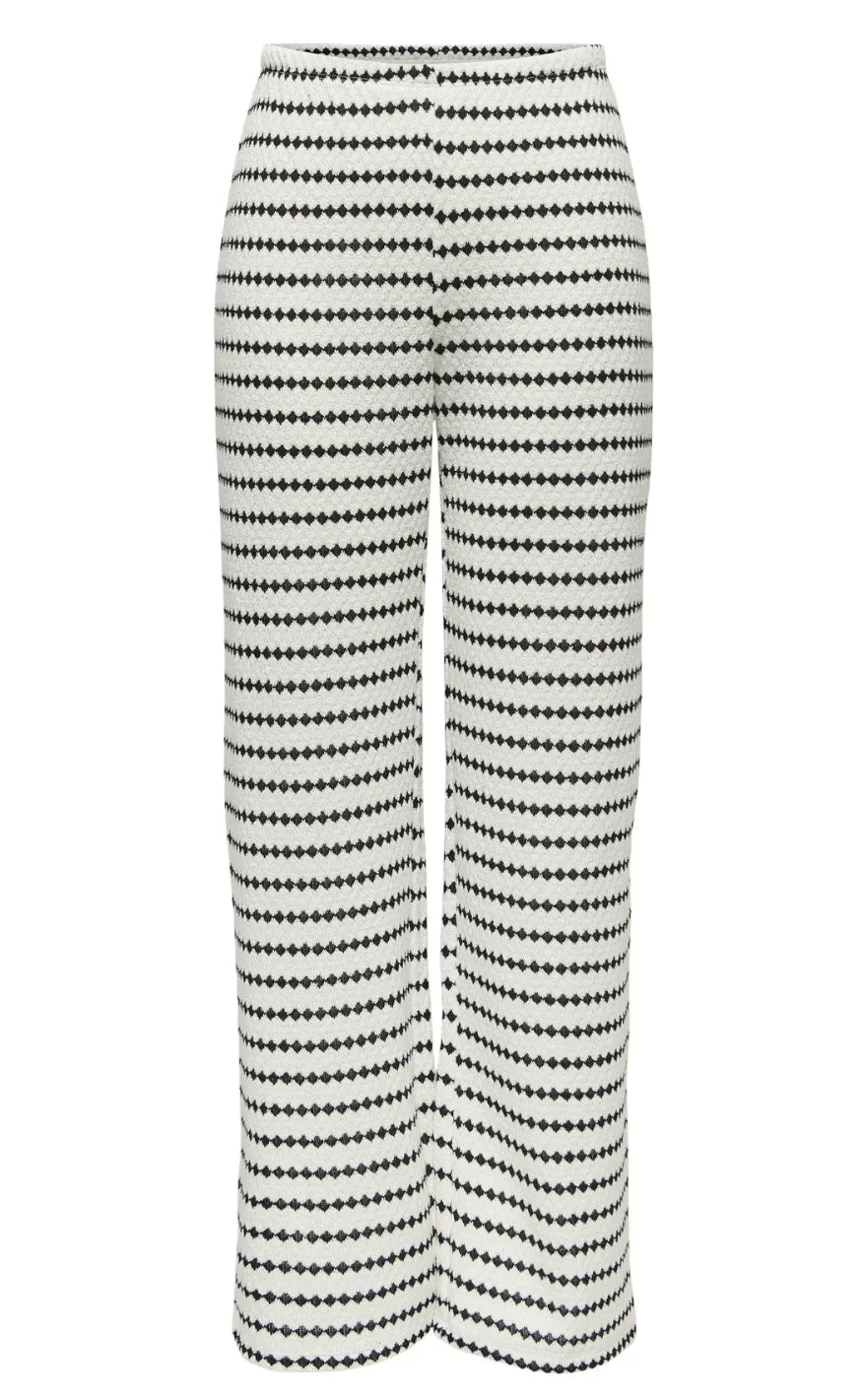 ONLY Bukser - Eva Stripe - Cloud Dancer/Black
