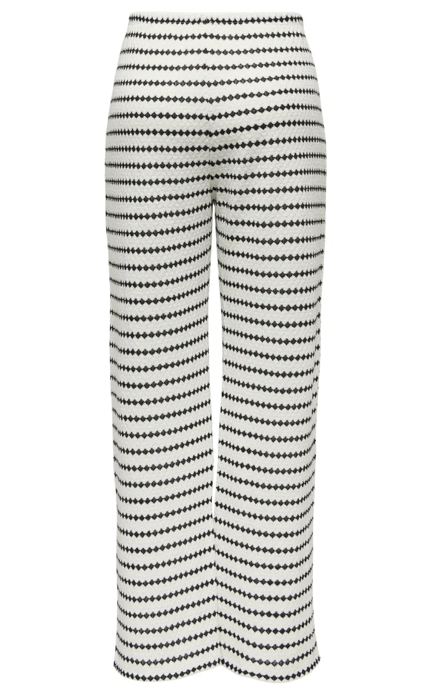 ONLY Bukser - Eva Stripe - Cloud Dancer/Black