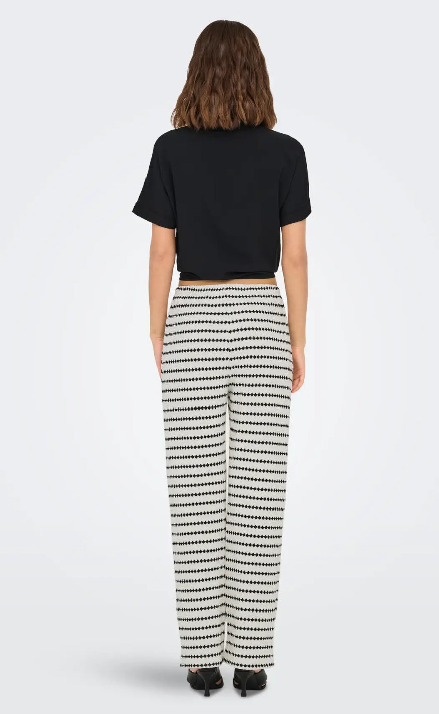 ONLY Bukser - Eva Stripe - Cloud Dancer/Black