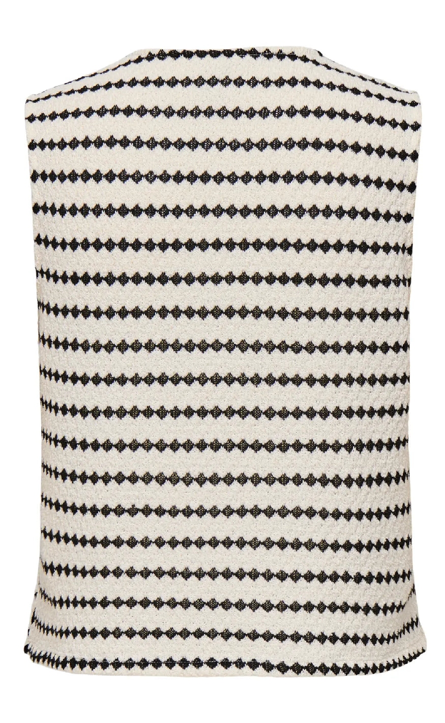 ONLY Vest - Eva Stripe - Cloud Dancer/Black