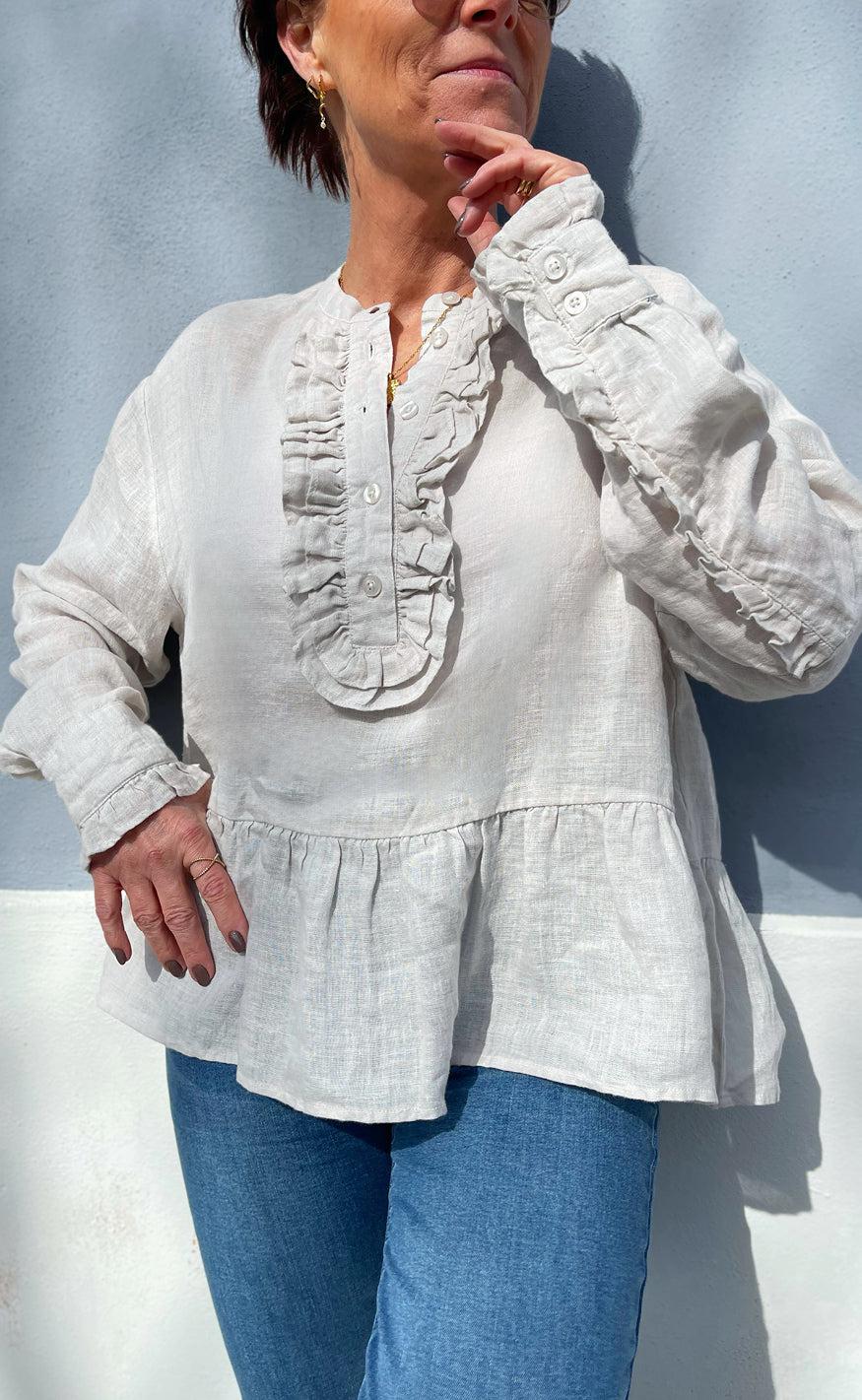 Say INA Copenhagen Bluse - Caroline Linen - Off White