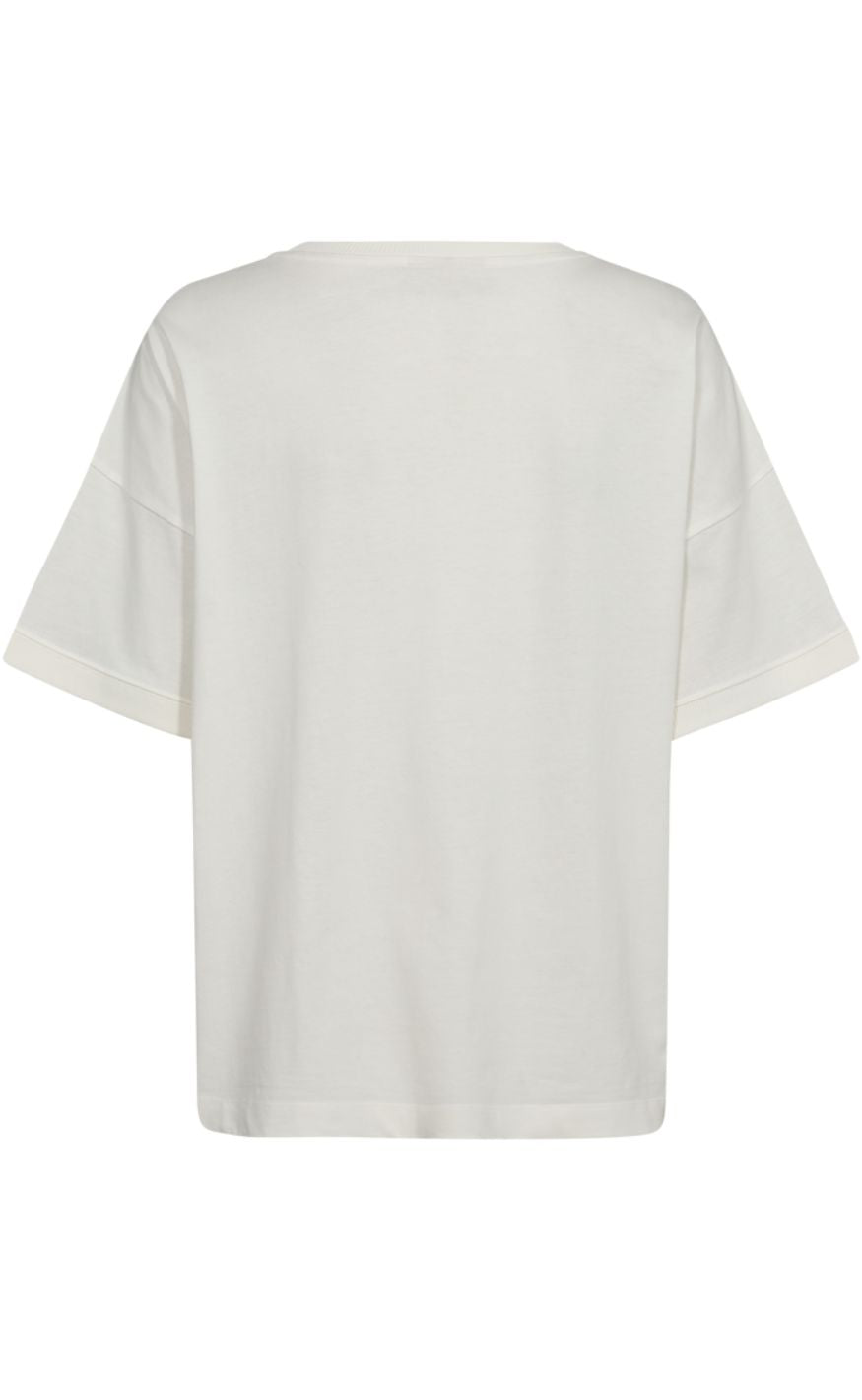 Freequent T-shirt - Carol - Off-white w. Black