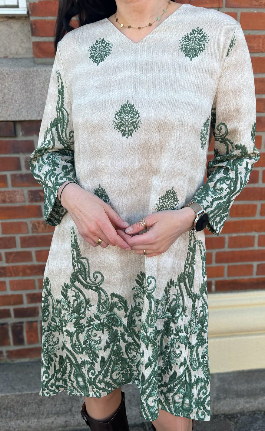 Say INA Copenhagen Kjole - Arianna - Green Paisley