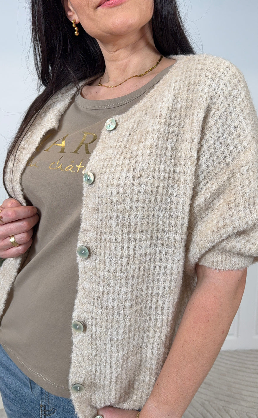 Marta Du Chateau Cardigan - Amour - Beige på udsalg