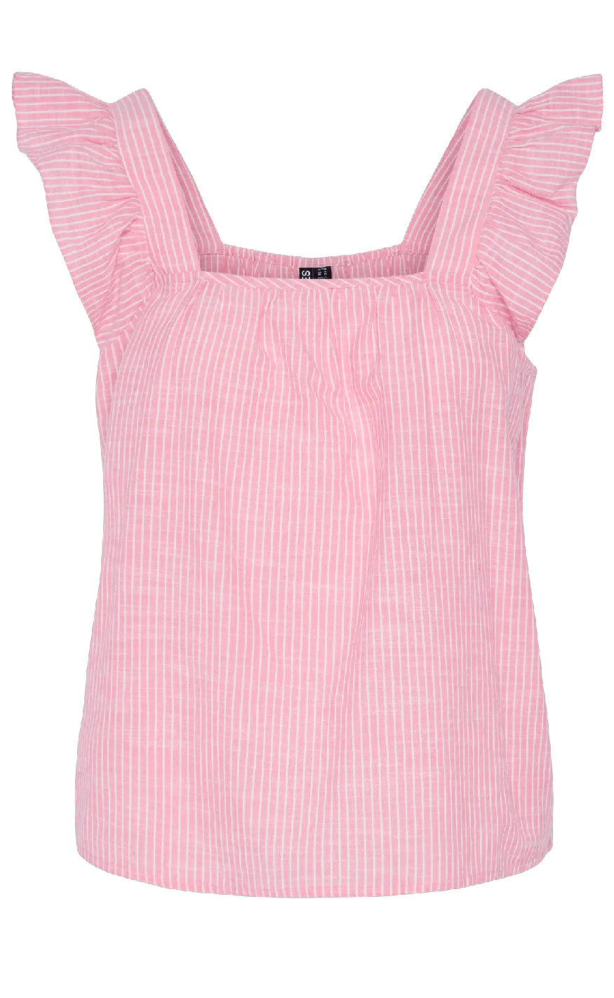 Pieces Top - Apia - Pink Lemonade/Bright White Online salg