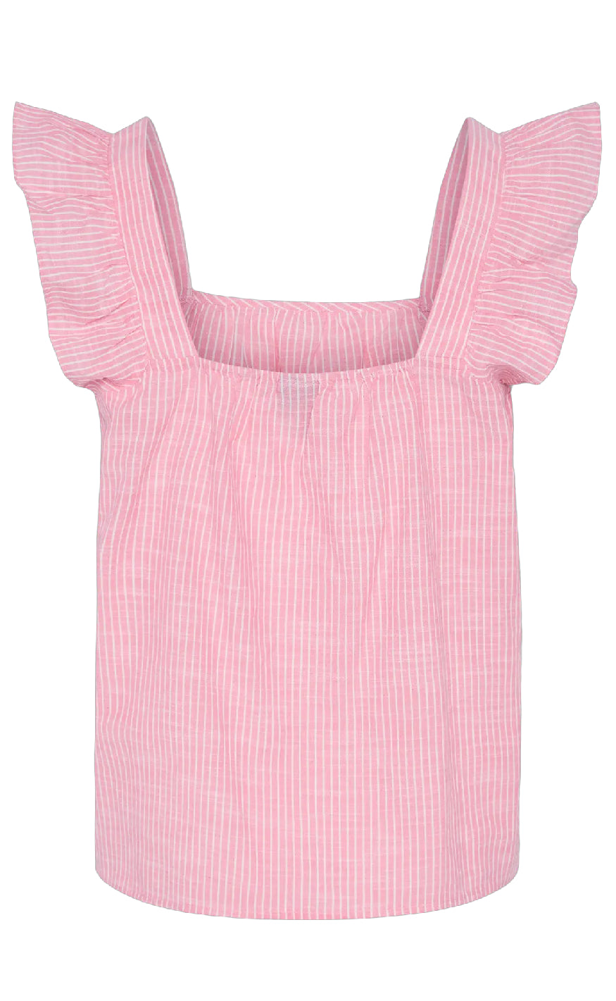 Pieces Top - Apia - Pink Lemonade/Bright White Online salg