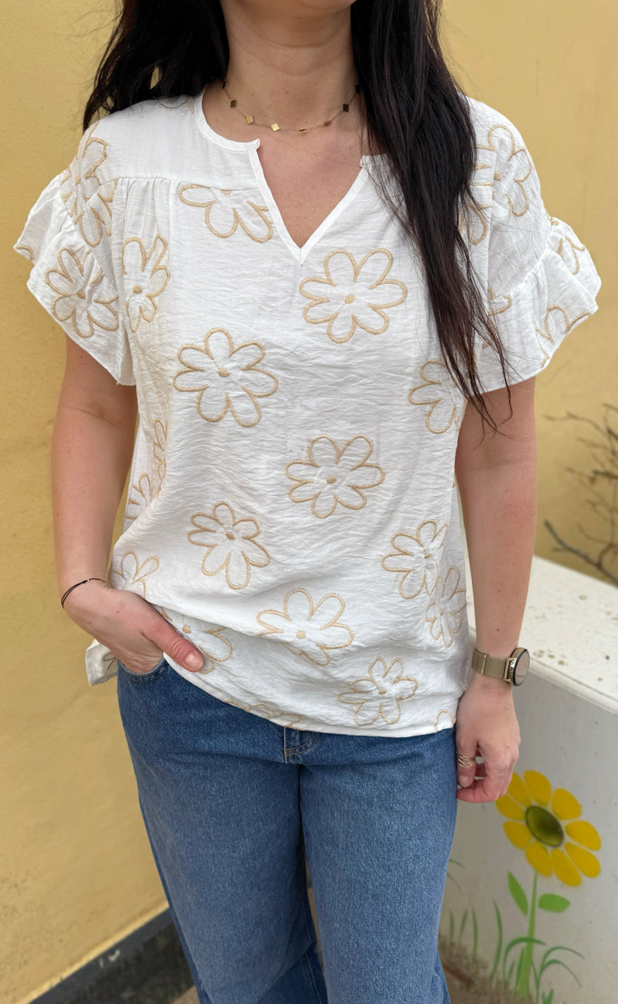 Say INA Copenhagen Bluse - Emma - Flower Embroidery