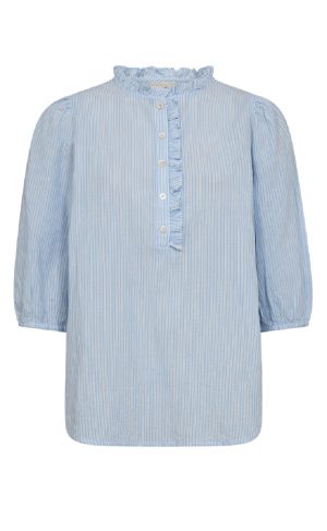 Freequent Bluse - Rolly - Chambray Blue w. Star Off-white