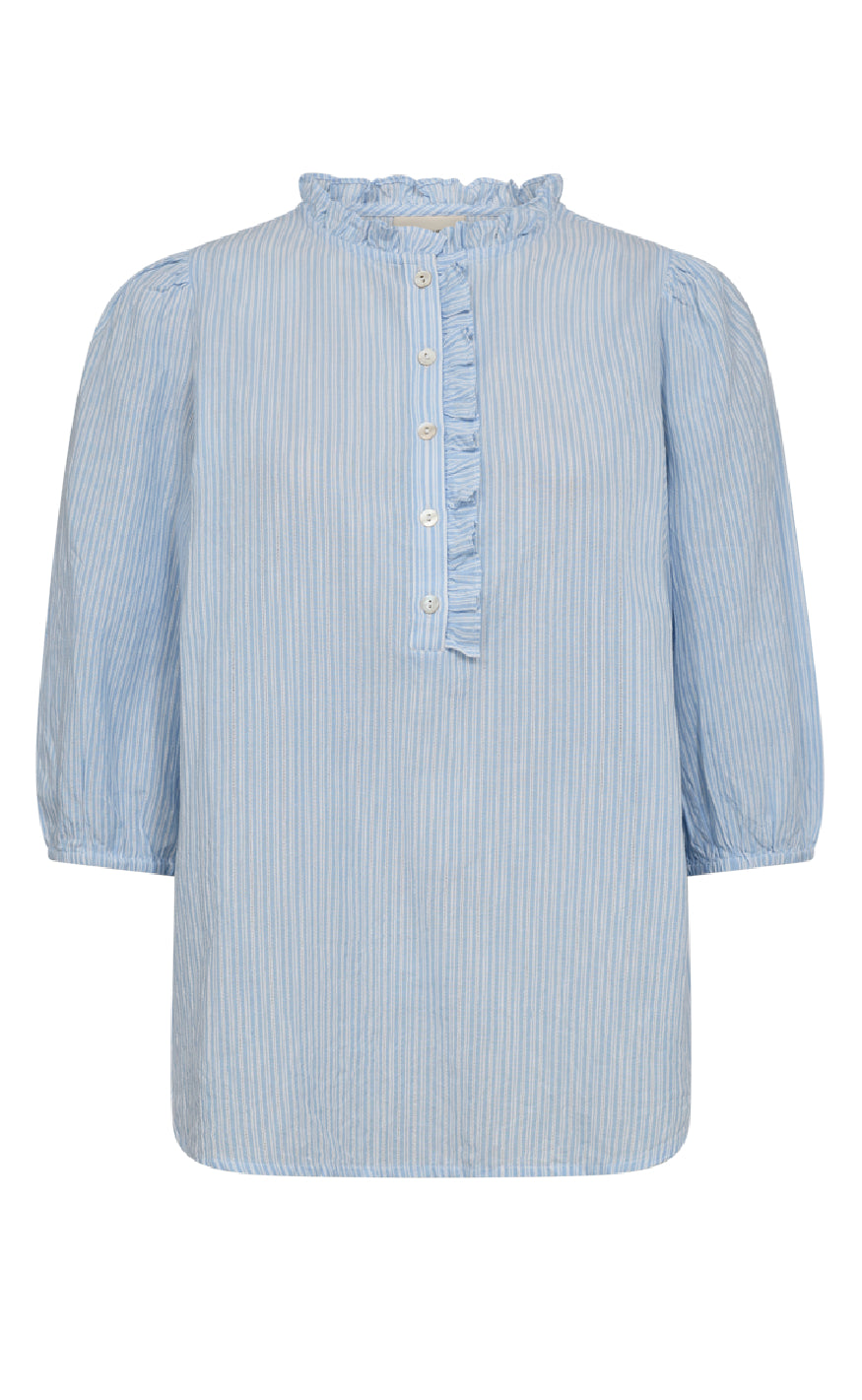 Freequent Bluse - Rolly - Chambray Blue w. Star Off-white