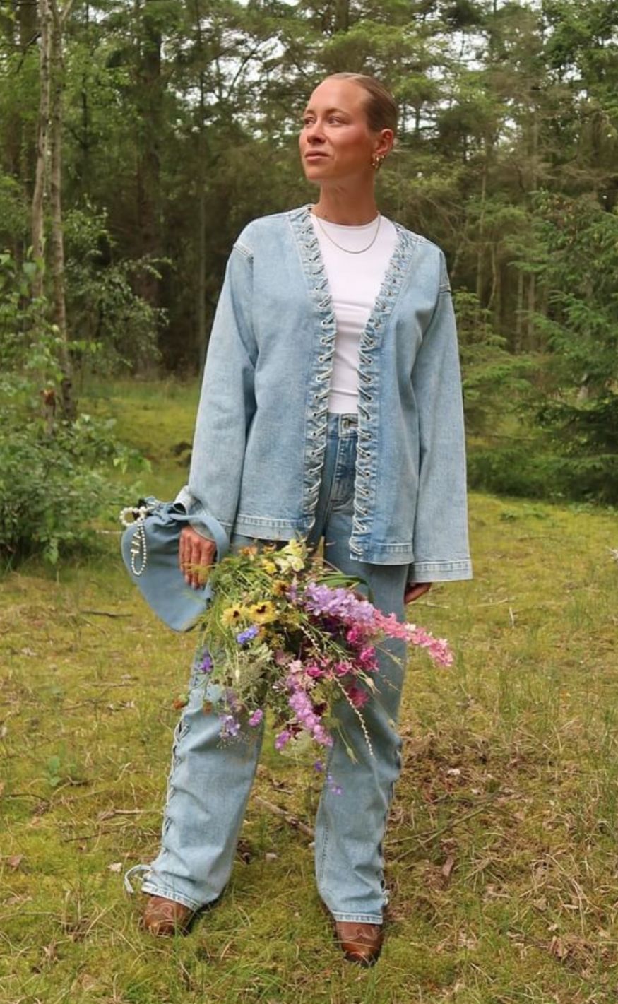 Pieces Bukser - Fenda MW Straight - Light Blue Denim Rabat