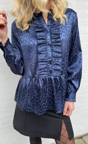 Say INA Copenhagen Skjorte - Evie - Navy Blue Leopard