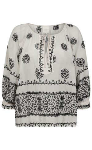 Gossia Bluse - Syrene - Off-White-Black på udsalg