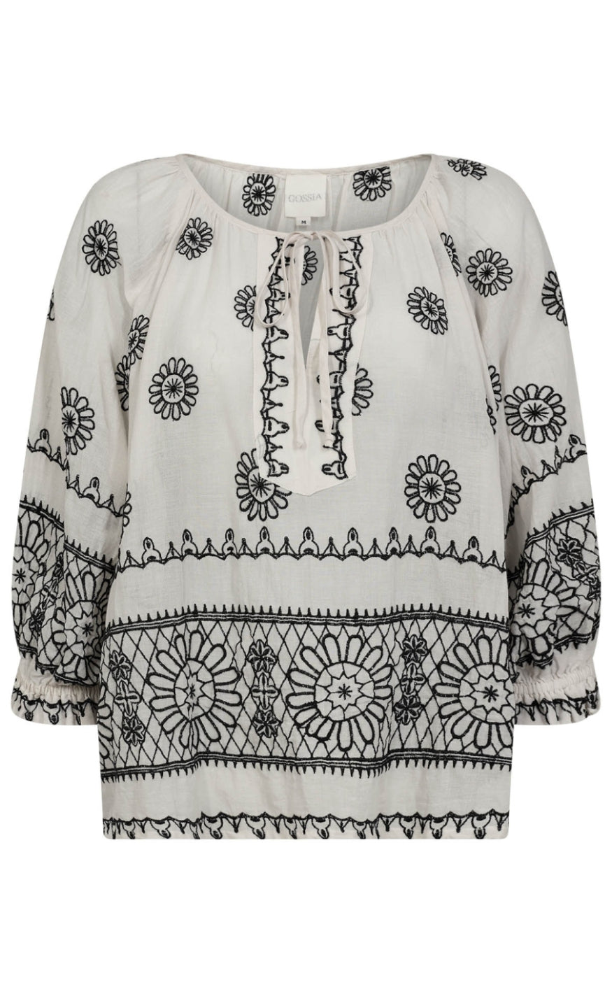Gossia Bluse - Syrene - Off-White-Black på udsalg