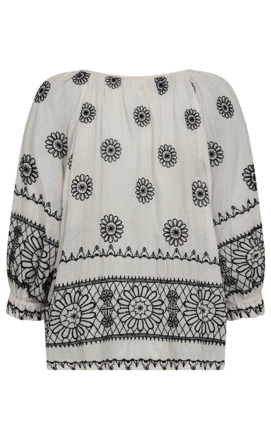 Gossia Bluse - Syrene - Off-White-Black på udsalg