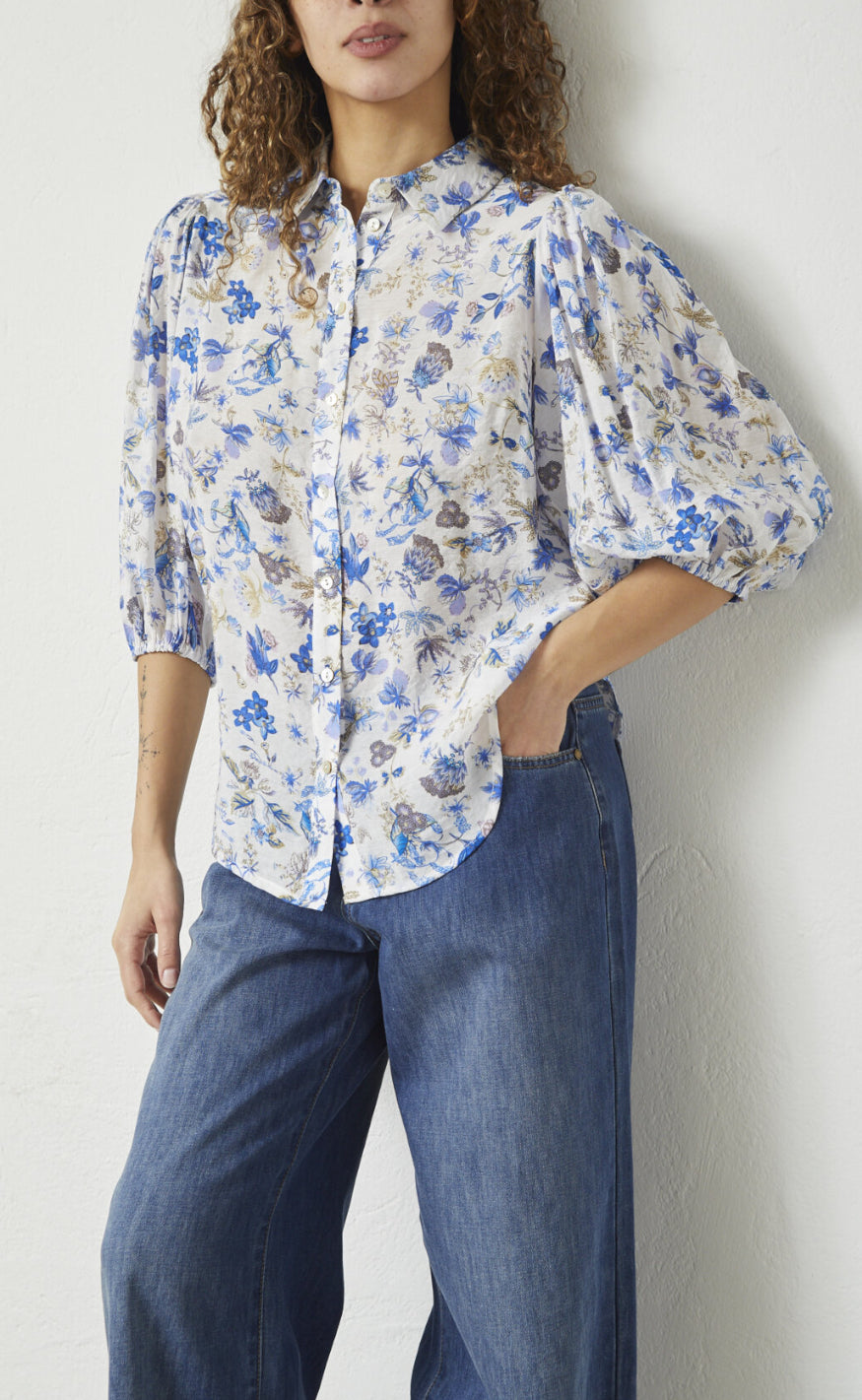 Love & Divine Skjorte - Love436-14 - Blue Flower Online