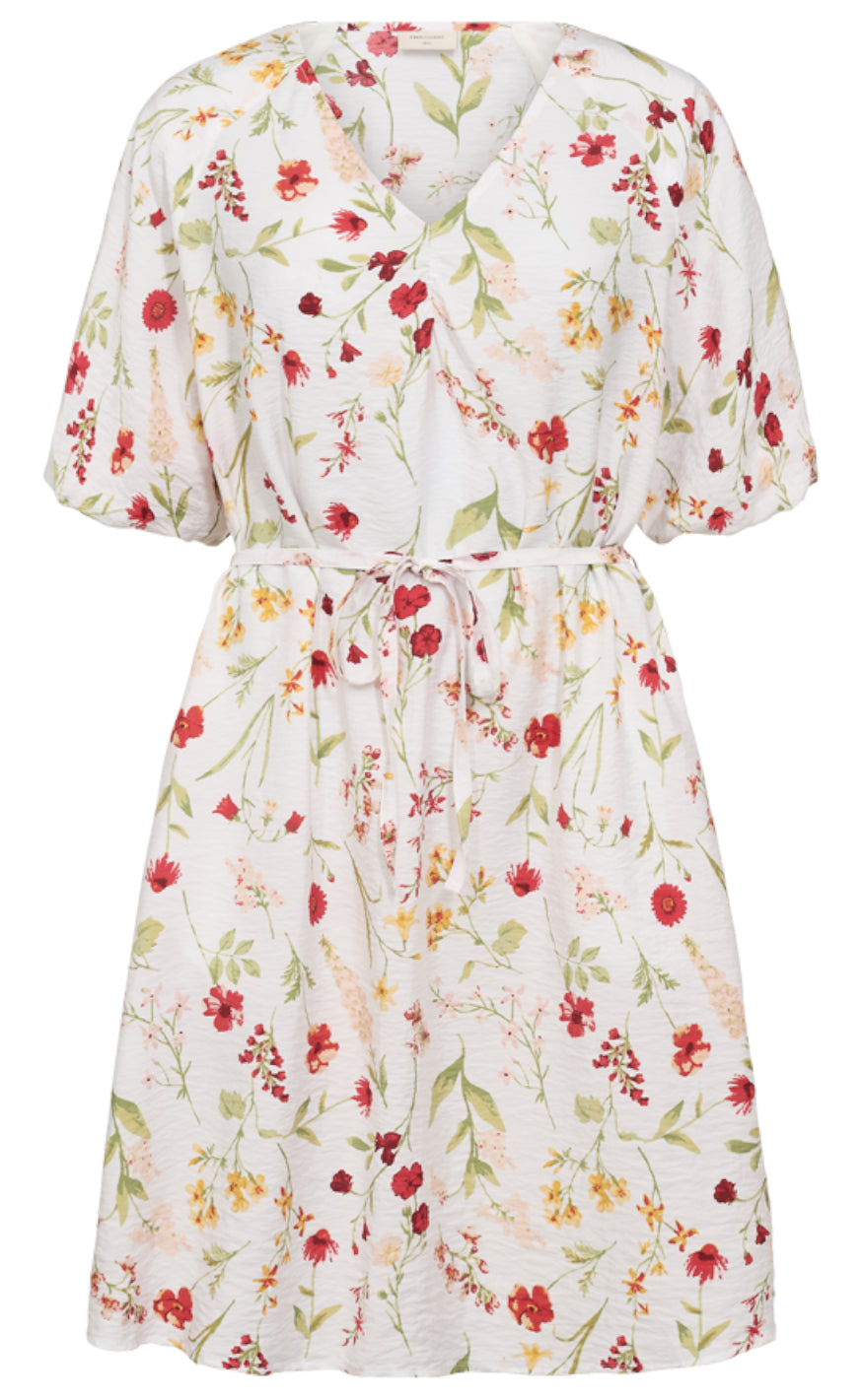 Freequent Kjole - Mele - Brilliant White w. Hot Coral Online nu