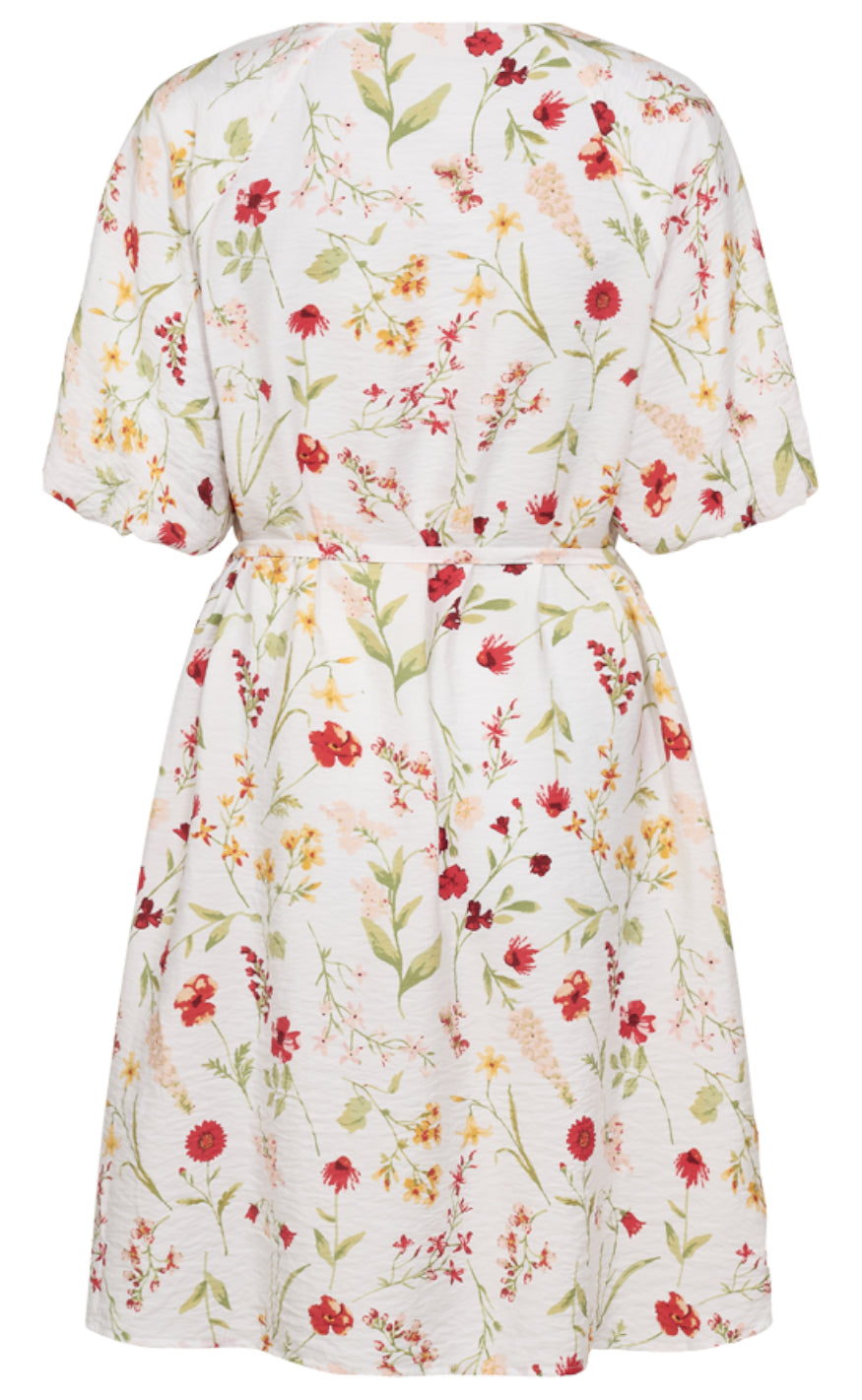 Freequent Kjole - Mele - Brilliant White w. Hot Coral Online nu